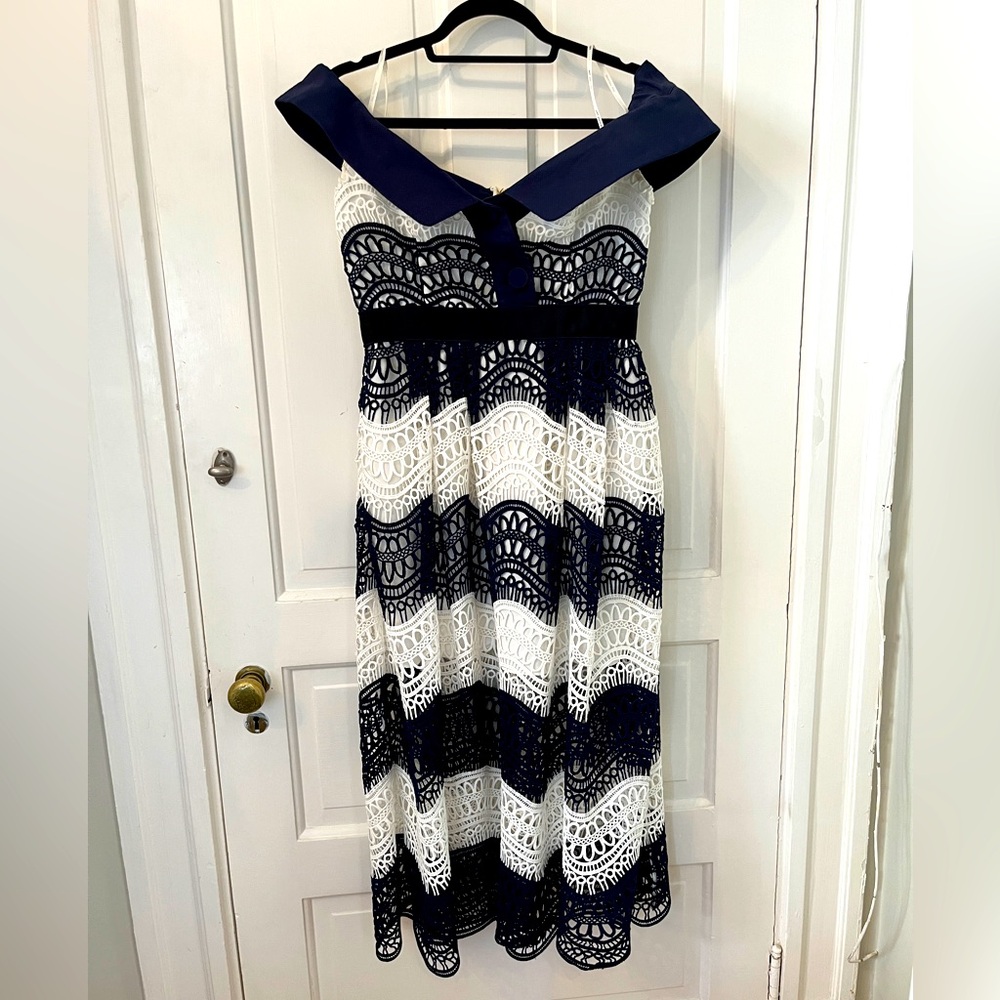 Self Portrait Off the Shoulder Lace Guipure Dress